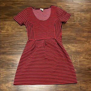 Red and Navy Striped Dress